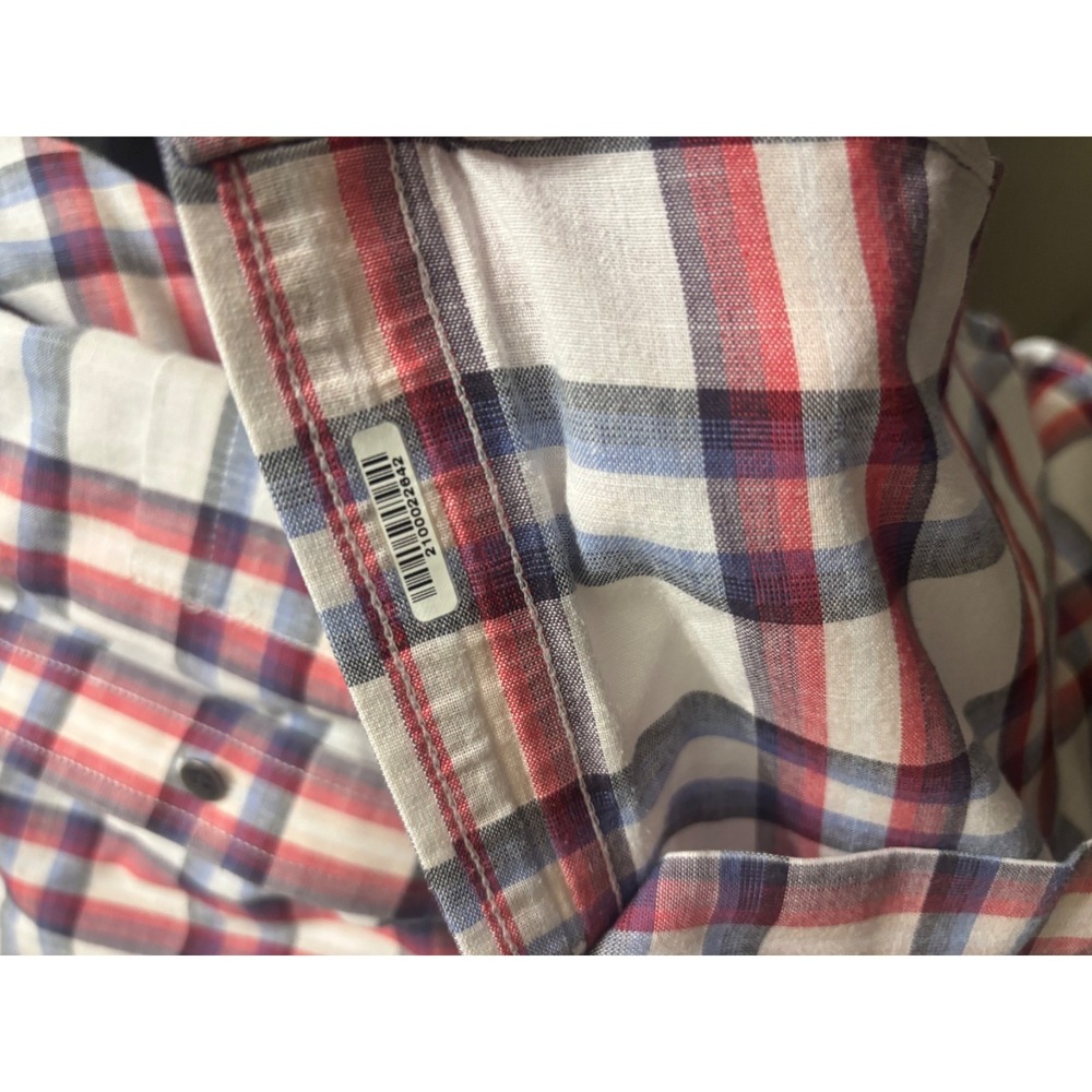 Banana Republic Shirt Mens Large White Plaid Short Sleeve Slim Fit - Picture 3 of 7
